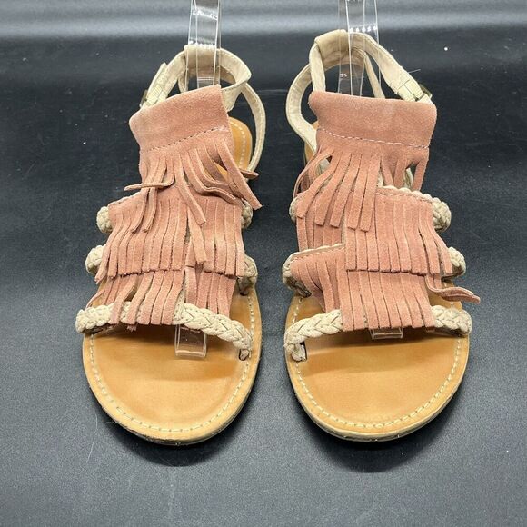 American Eagle pink fringe gladiator sandal womens size 9 casual summer spring - Picture 3 of 6